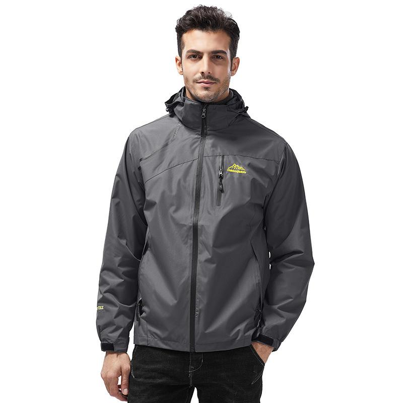 Куртка с капюшоном, однотонная ветрозащитная мужская спортивная куртка, мужская уличная куртка, повседневная штурмовая куртка 5XL серый