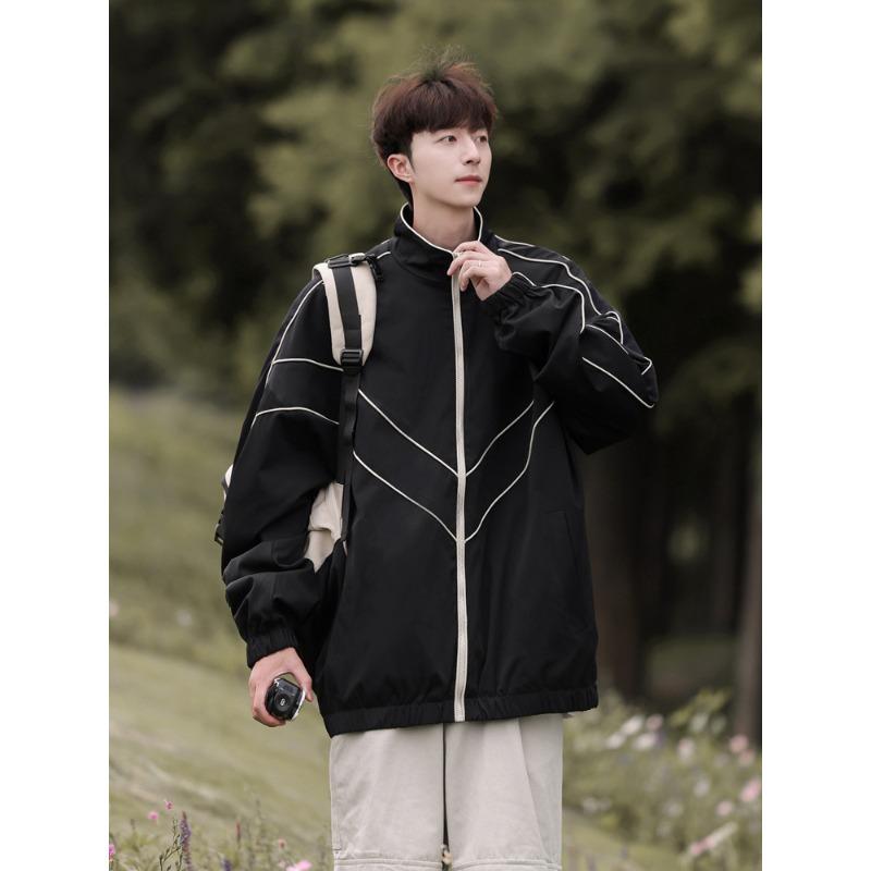 Осенняя куртка куртка Высококачественная модная куртка мужская стойка воротник кардиган мода повседневная 5XL чёрный