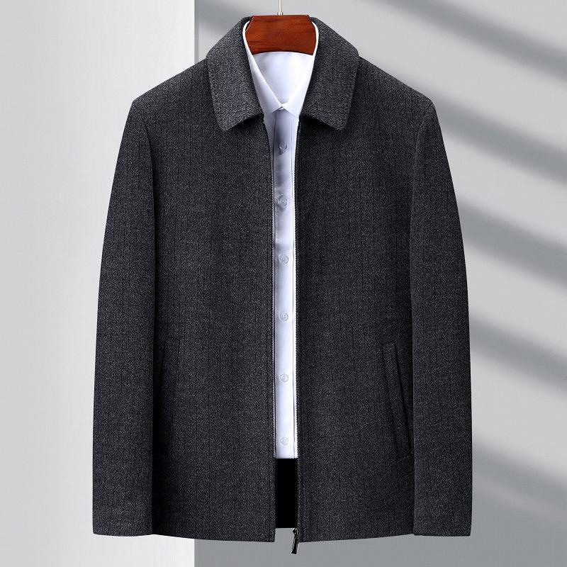 Высококачественная осенняя шерстяная куртка для мужчин среднего возраста, повседневная одежда для пап, осенняя деловая куртка с лацканами 5XL