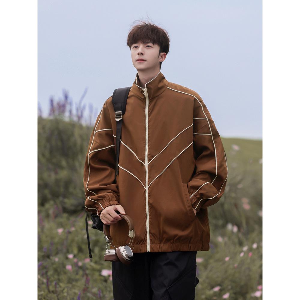 Осенняя куртка куртка Высококачественная модная куртка мужская стойка воротник кардиган мода повседневная 5XL коричневый